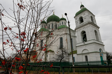 Orthodox Cathedral of the Assumption in old historical town Novhorod-Siverskyi, Ukraine. October...