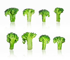 Set of fresh broccoli isolated on a white background