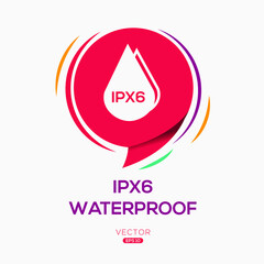 Creative (waterproof IPX6) Icon ,Vector sign.