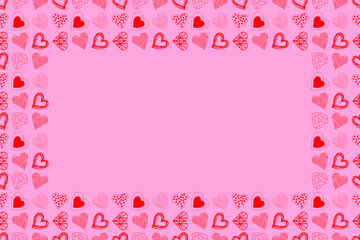 Red hearts on a pink background. Seamless Vector illustration. Other hearts patterns in my collection.