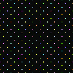 Black luxury background with colorful beads. Seamless vector illustration.