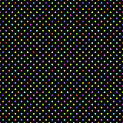 Black luxury background with colorful beads. Seamless vector illustration.