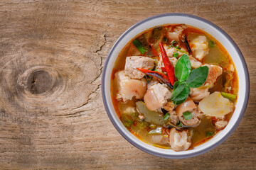 (Thai food) Tom Zab Moo Spicy Thai food is a very popular dish.