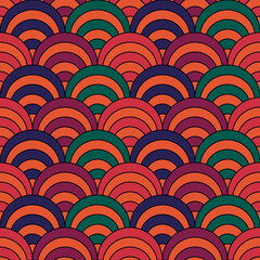 Seamless scales pattern. Japan traditional ornament. Ethnic embroidery. Repeated scallops. Vector tiles. Fish scale. Repeat scallop shapes background. Japanese sashiko uroko motif. Squama wallpaper