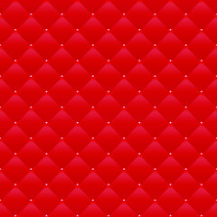 Red luxury background with red beads and rhombuses. Seamless vector illustration. 