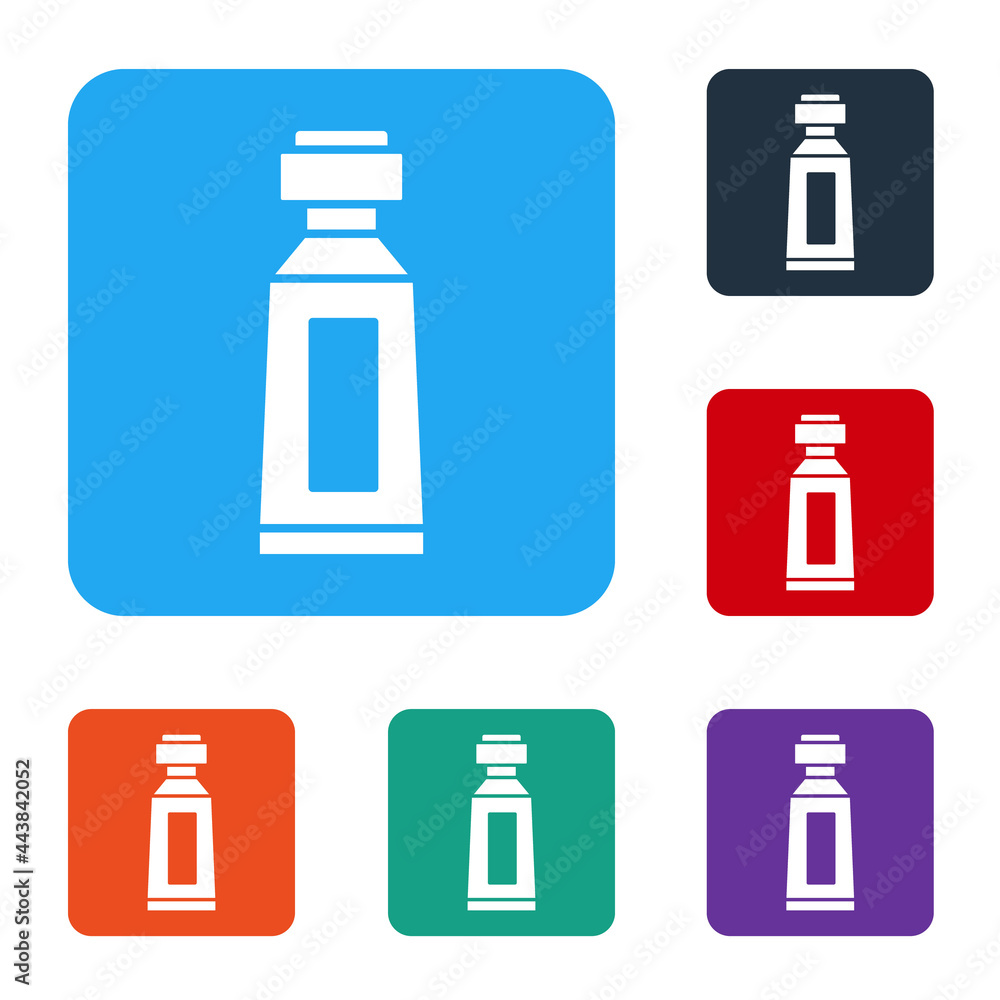 Poster white tube of toothpaste icon isolated on white background. set icons in color square buttons. vecto