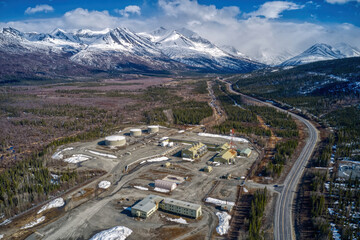 Aerial View of Pumpstation 12 on the Trans Alaska Pipeline along the Richardson Highway