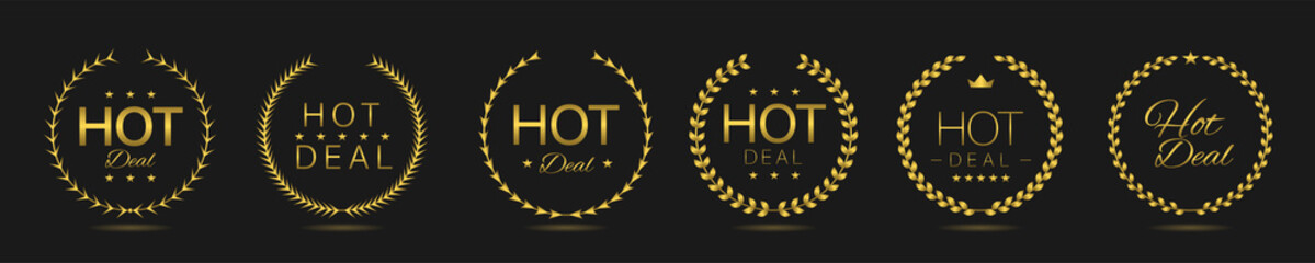 Fototapeta premium Hot deal Golden laurel wreath label set