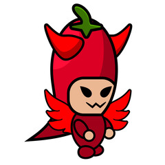 red chili devil mascot costume character cartoon vector