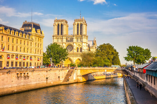 Siene river and Notre Dame de Paris in Paris, France