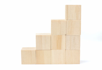 wooden geometric cube block, isolated