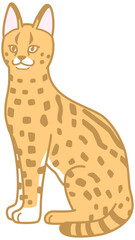Fototapeta premium サーバル 猫科動物 イラスト