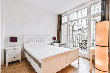 Obraz na płótnie Canvas Beautiful interior design of modern and cozy bedroom