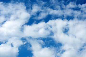 Beautiful clouds in the blue sky. Close-up. Nature.