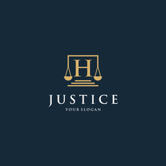 Initial letter h law logotype with square and simple modern design