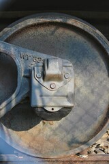 Metal brake on a caboose 