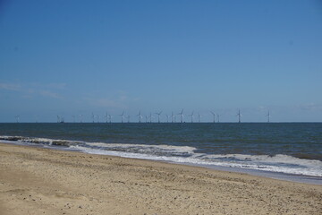 Fototapeta na wymiar Wind farm near Great Yarmouth, June 2021