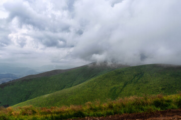 Fototapeta na wymiar Beautiful mountain landscape with lovely storm clouds. Carpathians. Ukraine. Mountain landscape. Freedom. Tourism.