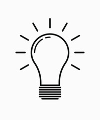 Light bulb icon outline vector isolated on white background. Idea, thinking, solution, innovation symbol. Electric lamp.
