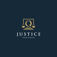 Initial letter q law logotype with square and simple modern design
