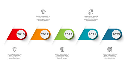 Fototapeta na wymiar Timeline with 6 elements, infographic template for web, business, presentations, vector illustration
