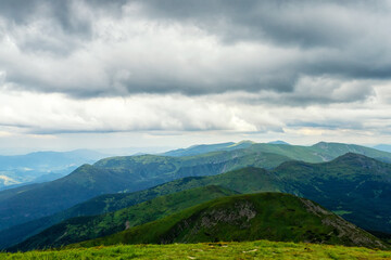 Fototapeta na wymiar Nice mountain view, with beautiful cloudy skies. Ukraine.