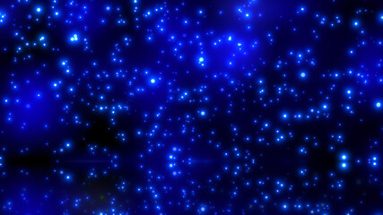 清涼感のあるコバルトブルーの海のような空のような幻想的なキラキラしたパーティクルの背景素材
