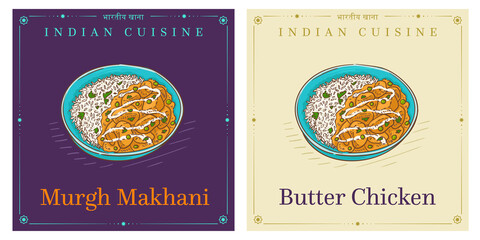 butter chicken or murgh makhani Indian curry in spicy tomato cream sauce - obrazy, fototapety, plakaty