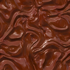 Liquid chocolate. Wavy chocolate surface. Candy background. Seamless texture.