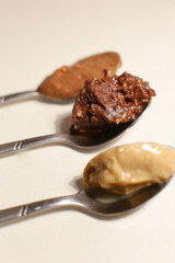 Spoons with Peanut Cashews Almond Butter