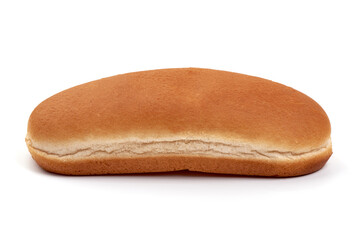 Freshly baked Hot dog bun, isolated on a white background.