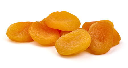 Dried apricots, isolated on white background. High resolution image.