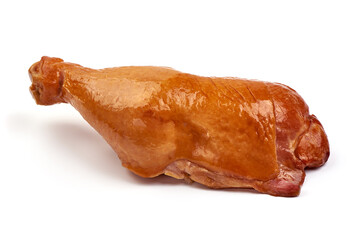 Smoked chicken legs, isolated on white background.
