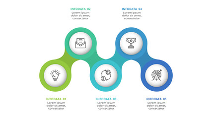 Creative concept for infographic with 5 steps, options, parts or processes. Business data visualization.