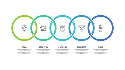 Creative concept for infographic with 5 steps, options, parts or processes. Business data visualization.
