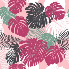 Seamless texture - monstera leaves vector