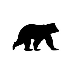 The silhouette of a brown bear on a white background.