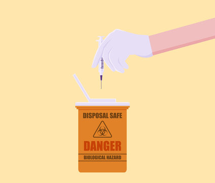 The doctor is dumping the chemicals into a safe container.
Illustration about disposable container.