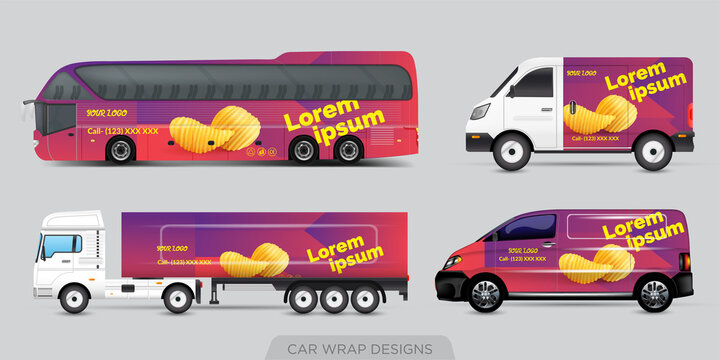 Transport advertisement design, car graphic design concept. Graphic abstract grunge stripe designs for wrapping vehicles, cargo vans, pickup trucks, and racing livery.