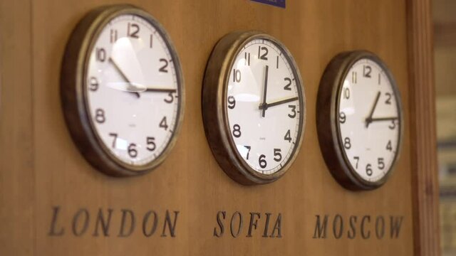 Business Concept - Time Zone Clocks