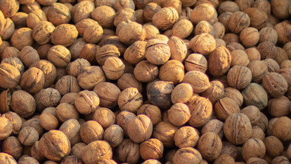 Close up of walnuts, selective focus