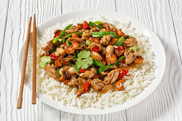Thai cashew chicken stir fry with rice