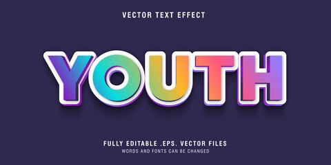 Obraz premium Youth text style effect editable vector