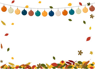 Autumn flyer illustration with garland and autumn leaves. Place for text
