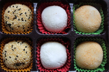 Mochi cakes on a trail.