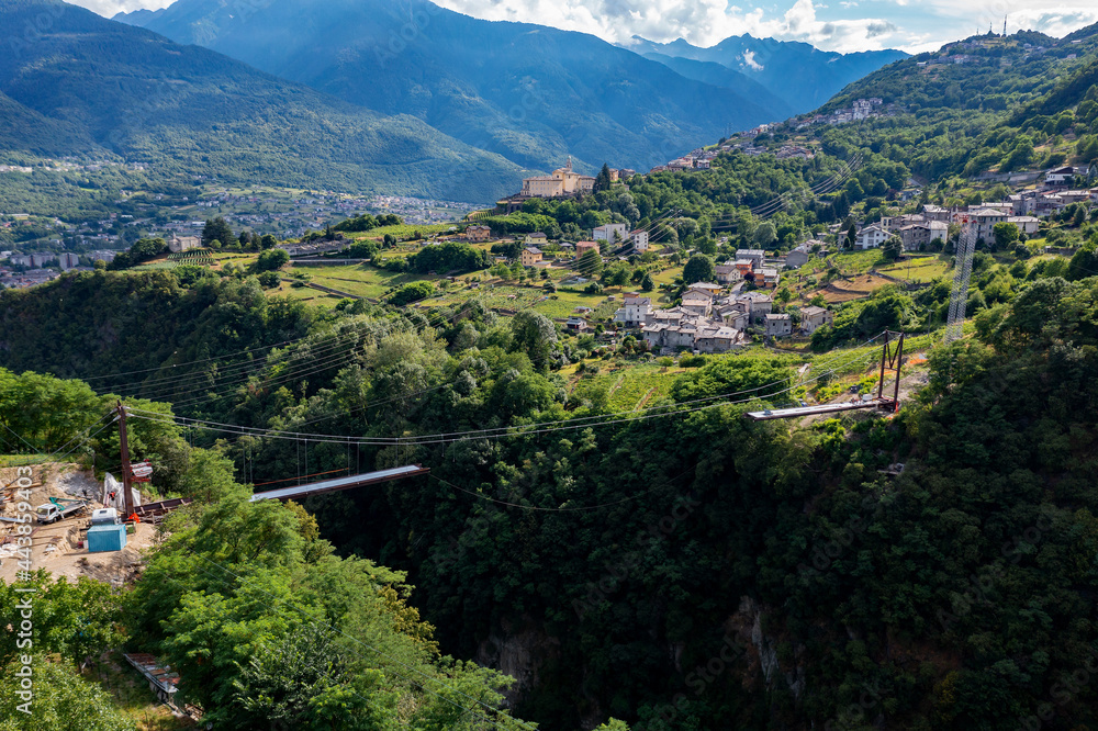 Wall mural sondrio in valtellina, cable stayed bridge construction in cassandre