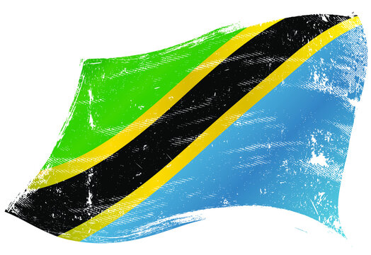 Tanzania waving flag.
Tanzanian flag in the wind with a texture