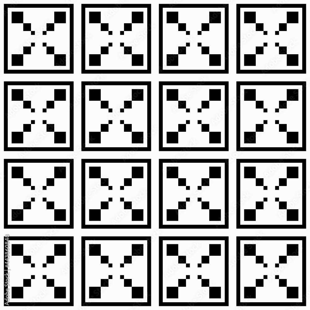 Poster four pixels ornament. vector seamless tiles pattern. white background and four squares tile.