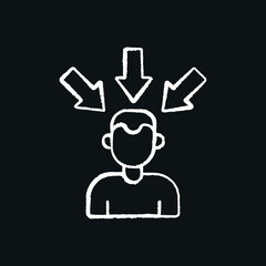 Pressure on person chalk icon. Vector black illustration.