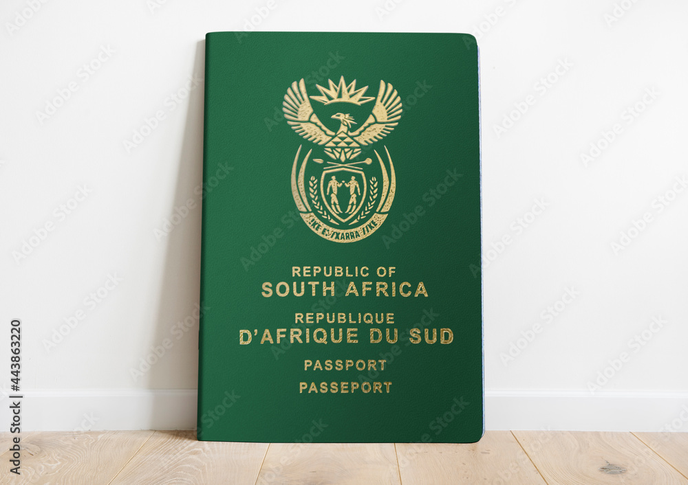 Wall mural South African passport on a white wall - Wall murals